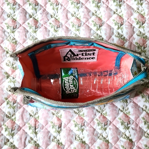 Rare Lesportsac Artist zipper pouch rainbow sky blue pink inner bird art cosm… - Picture 11 of 13